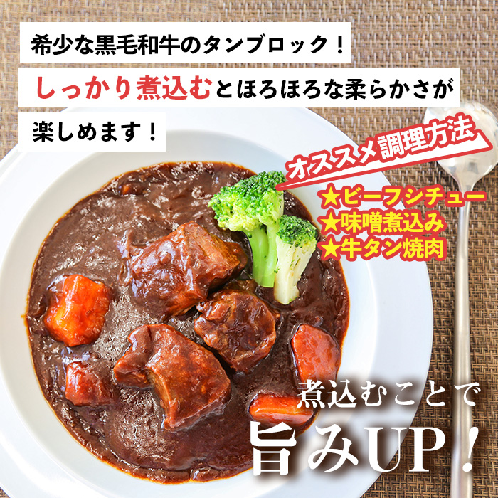 No.1002 ＜数量限定＞黒毛和牛！牛タン切落しブロック(計400g)