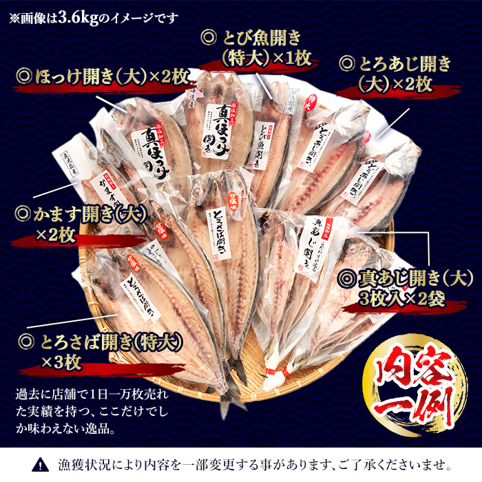No.406-B 大きめ干物詰合せ＜合計3.6kg＞ 干物 セット 詰め合わ