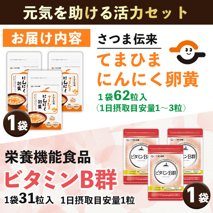 No.1297 活力セット(てまひま にんにく卵黄・ビタミンB群 各1