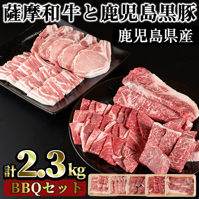 No.425 薩摩和牛と鹿児島黒豚のBBQセット(5種・合計2.3kg)国産 