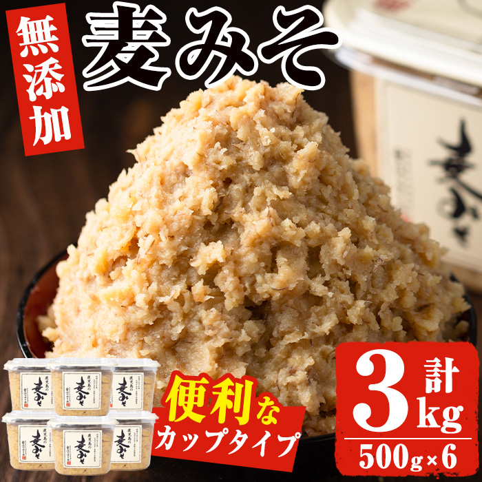 No.531 鹿児島の麦みそ(500gカップ入り×6個・計3kg)【はつゆき