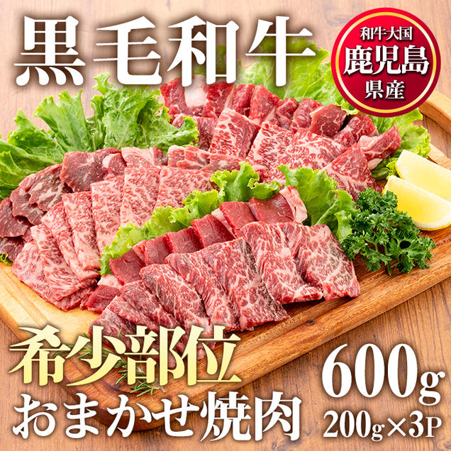 No.547 鹿児島県産黒毛和牛希少部位おまかせ焼肉(計600g・200g