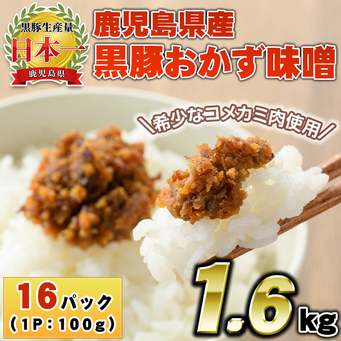 No.1147 鹿児島県産！黒豚おかず味噌(計1.6kg・100g×16パック)【