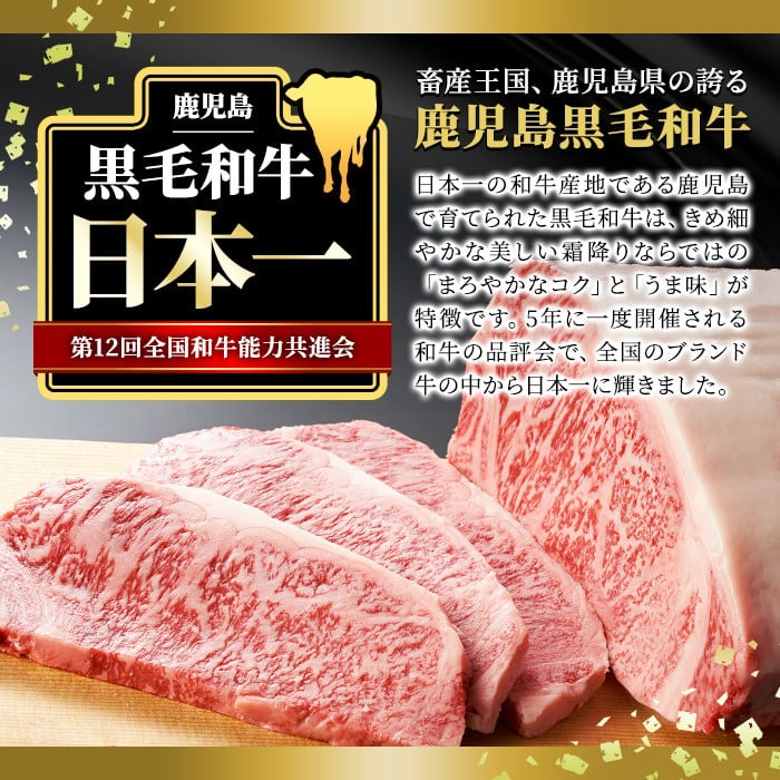 ＜内容量が選べる＞＜1枚・計約250g＞4等級以上！鹿児島県産黒毛和牛ロースステーキ1枚セット(1枚・計約250g)【ナンチク】B1-00-v01 1枚・計約250g