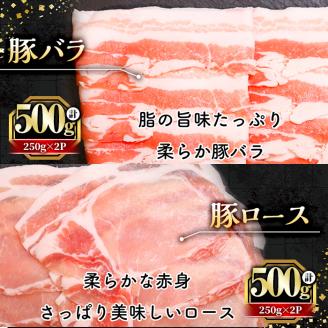 鹿児島県産豚バラ・豚ロース(250g×4P・計1kg)【アグリおおすみ】A339-v01