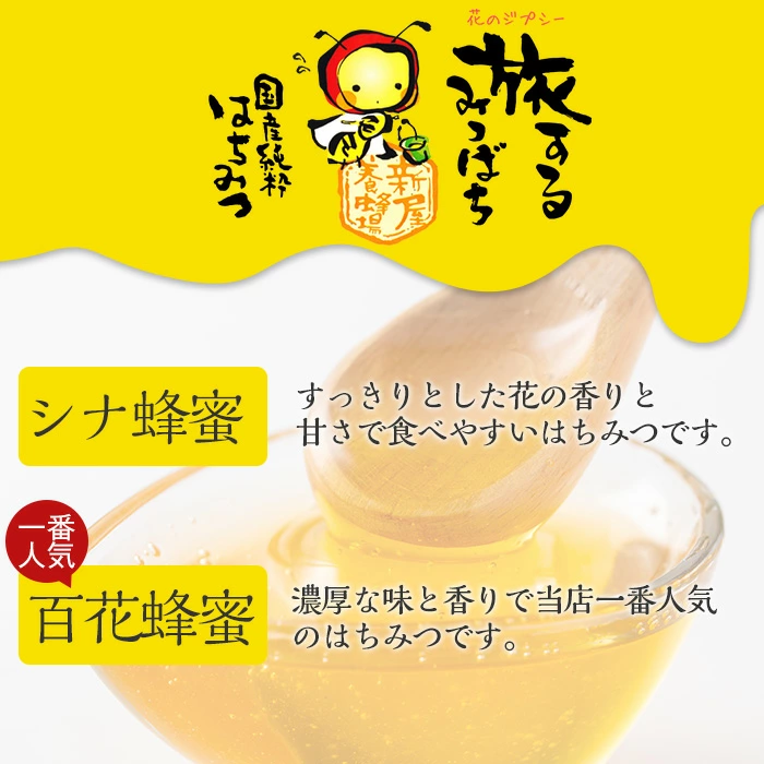 新屋養蜂場定番はちみつ2本セット(シナはちみつ500g、百花はちみつ500g) 蜂蜜 ハチミツ 純粋はちみつ 【新屋養蜂場】A430-v02