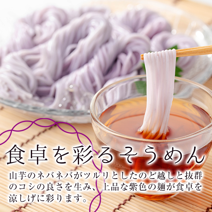 ≪栽培期間農薬不使用≫紫やまいも【そおうべ】そーめん(計1.5kg・250g×6袋) やまいも そうめん 無農薬【曽於市観光協会】A496-v01