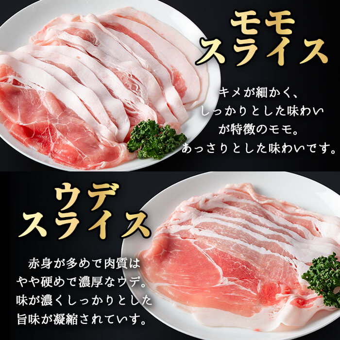 ＜内容量が選べる！＞鹿児島県産霜降りトロ豚 赤身スライスセット (合計1.5kg) 鹿児島県産 豚肉 霜降り 【KNOT】 A561 【合計1.5kg】