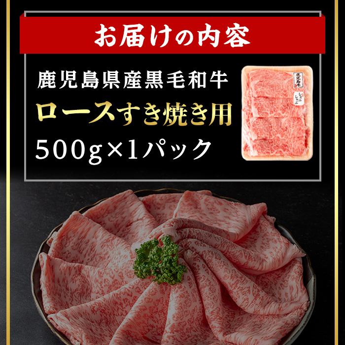 ＜14営業日以内発送！＞＜選べる内容量！＞鹿児島県産黒毛和牛ロース すき焼き用セット (計500g・500g×1) 国産 牛肉 すき焼き【肉のちょーさん】A955 500g