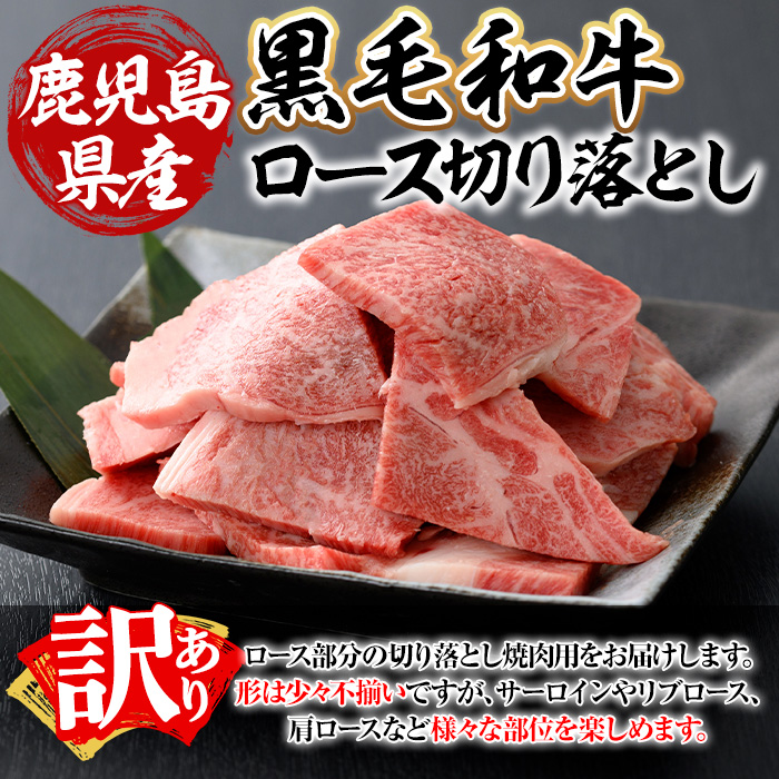 鹿児島県産A4等級以上黒毛和牛・ロース不揃い切り落とし焼肉 計500g(500g×1パック)【ビーフ倉薗】A521