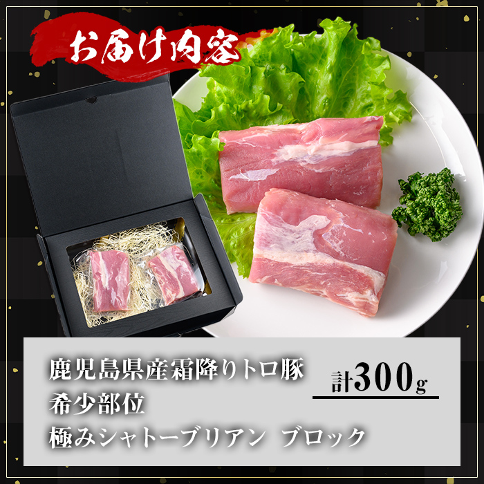 ＜内容量が選べる！＞鹿児島県産霜降りトロ豚 希少部位極みシャトーブリアン (300g)【KNOT】 A624 300g
