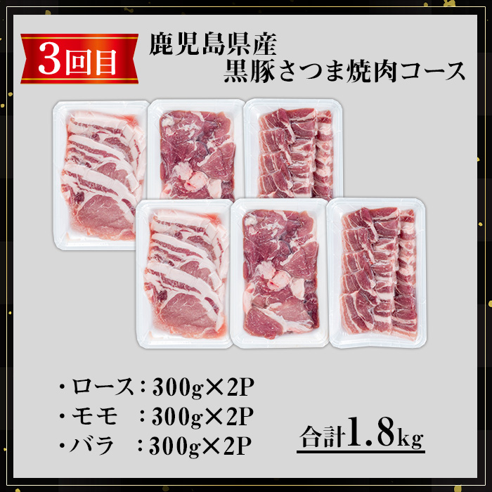 ＜定期便・全3回＞さつま黒豚食べ比べ定期便 (合計5.1kg) 黒豚 豚肉 小分け 【KNOT】 T60
