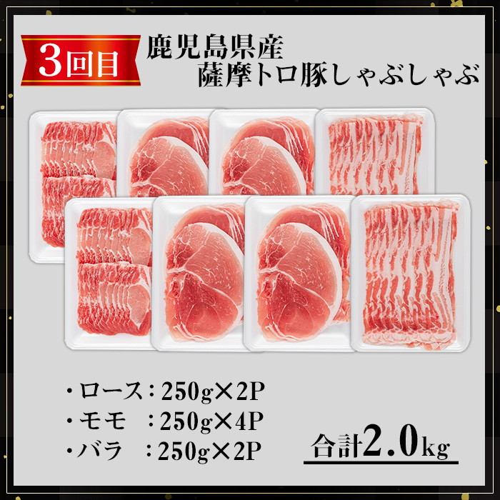 ＜定期便・全3回＞薩摩トロ豚食べ比べ定期便 (合計5.5kg) 豚肉 小分け 冷凍 【KNOT】 T61