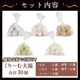 【訳あり】くり～む大福 計30個(5種・各6個)【津曲食品】A372-v01 30個
