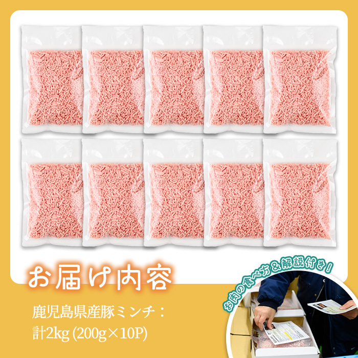 豚ミンチ10袋詰合せ 計2kg(200g×10P)【株式会社南給】A588 計2kg