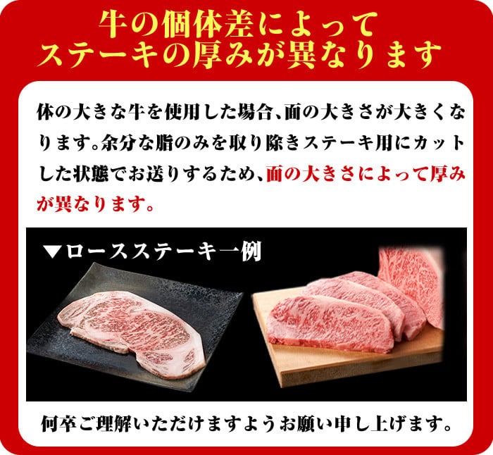 ＜2枚・計約500g＞4等級以上！鹿児島県産黒毛和牛ロースステーキ2枚セット(2枚・計約500g)【ナンチク】B1-01-v06 2枚・計約500g(ゆず胡椒付)