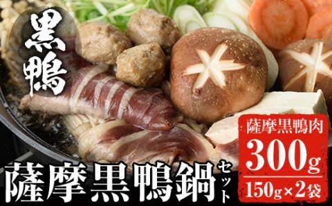 黒鴨肉を定番のお鍋で♪薩摩黒鴨鍋セットA 計300g(150g×2)！【日本有機】A36-v01
