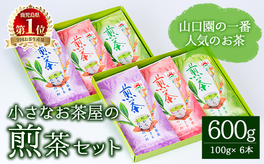 ＜お茶生産量日本一の鹿児島県産！＞小さいお茶屋の煎茶セット(煎茶100g×6本・合計600g) 【お茶の山口園】A185-v01