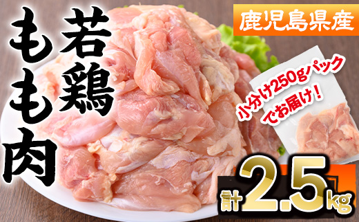 鹿児島県産若鶏もも肉(計2.5kg・250g×10P)【株式会社羽根】A869