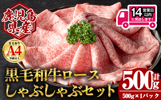 ＜14営業日以内発送！＞＜選べる内容量！＞鹿児島県産黒毛和牛ロース しゃぶしゃぶ用セット (計500g・500g×1) 国産 牛肉 しゃぶしゃぶ【肉のちょーさん】A953 500g