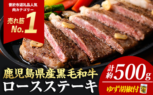 ＜2枚・計約500g＞4等級以上！鹿児島県産黒毛和牛ロースステーキ2枚セット(2枚・計約500g)【ナンチク】B1-01-v06 2枚・計約500g(ゆず胡椒付)