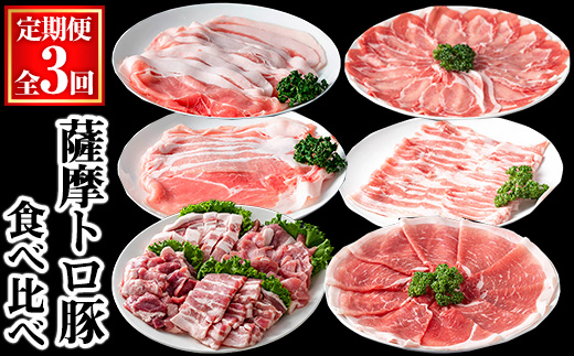 ＜定期便・全3回＞薩摩トロ豚食べ比べ定期便 (合計5.5kg) 豚肉 小分け 冷凍 【KNOT】 T61
