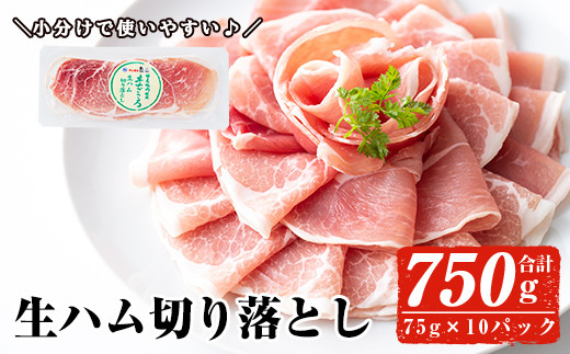 [配送時期が選べる・2025年3月中に発送予定]国産豚生ハム切り落とし75g×10P(計750g) [ナンチク]A302-03-v01