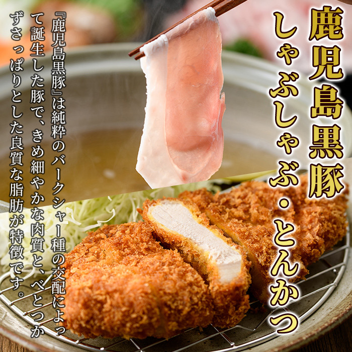 B-098 鹿児島黒豚しゃぶしゃぶ・とんかつセット(計1.2kg)＜B-2031＞【JA】霧島市 国産 豚肉 豚 精肉 とんかつ 豚カツ カツ 冷凍 しゃぶしゃぶ 豚肉 しゃぶしゃぶ肉