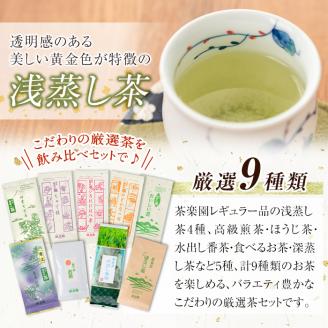 D0-091 霧島茶厳選バラエティ9種セットDコース(合計1390g)【茶楽園】霧島市 日本茶 お茶 煎茶 緑茶 浅蒸し茶 ほうじ茶 水出し茶 深蒸し茶 リーフ茶 茶葉