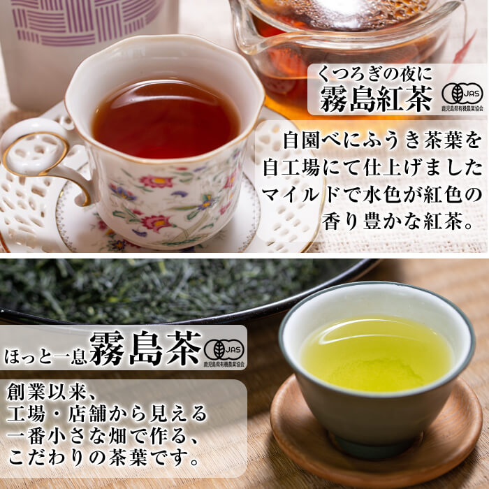A-181 Tea time in KIRISHIMA(計40P・各10P×4種)【松山産業】霧島市 国産 霧島産 お茶 茶葉 煎茶 緑茶 銘茶 紅茶べにふうき カフェイン少な目 詰め合わせ 詰合せ