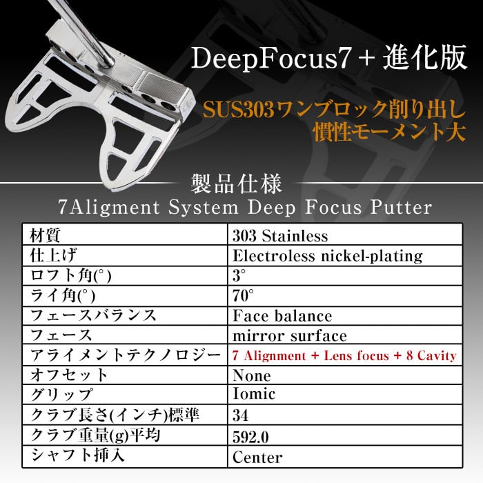 K-010-SI Deep Focus 7Δ(セブンデルタ)ゴルフパター(1本：Silver)【Deep Focus】霧島市 ゴルフ ゴルフパター パター センターシャフト ゴルフ用品 名入れ スポーツ スポーツ用品