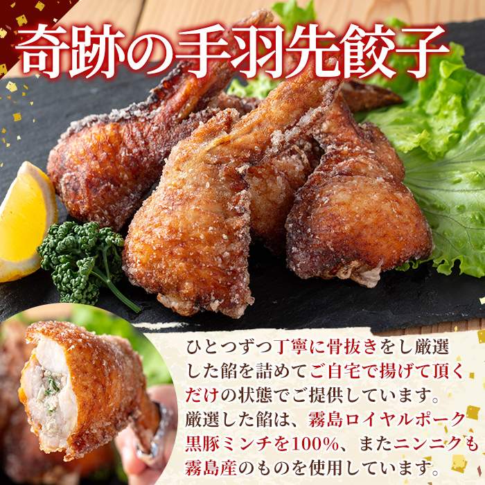 K-285-C 霧島高原純粋黒豚使用！餃子2種セット(手羽先餃子5個×1P・むじょか餃子15個×2P 計35個)【MAGONIMO餃子】霧島市 餃子 ぎょうざ 手羽 生餃子 黒豚 豚 惣菜 総菜 時短 おかず