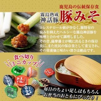 Z6-012-S 霧島神話豚の豚みそ！合計30個(豚味噌10個・ピリ辛味10個・ゴーヤ味10個)【富士食品】霧島市 豚肉 豚味噌 ミソ 味噌 ご飯のお供 調味料 おかず 小分け 和風 惣菜 お弁当