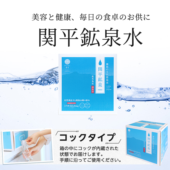 K-185 ＜定期便・全3回＞関平鉱泉水10L×2箱ずつお届け(計6箱)【関平鉱泉所】 霧島市 シリカ シリカ水 水 シリカミネラルウォーター