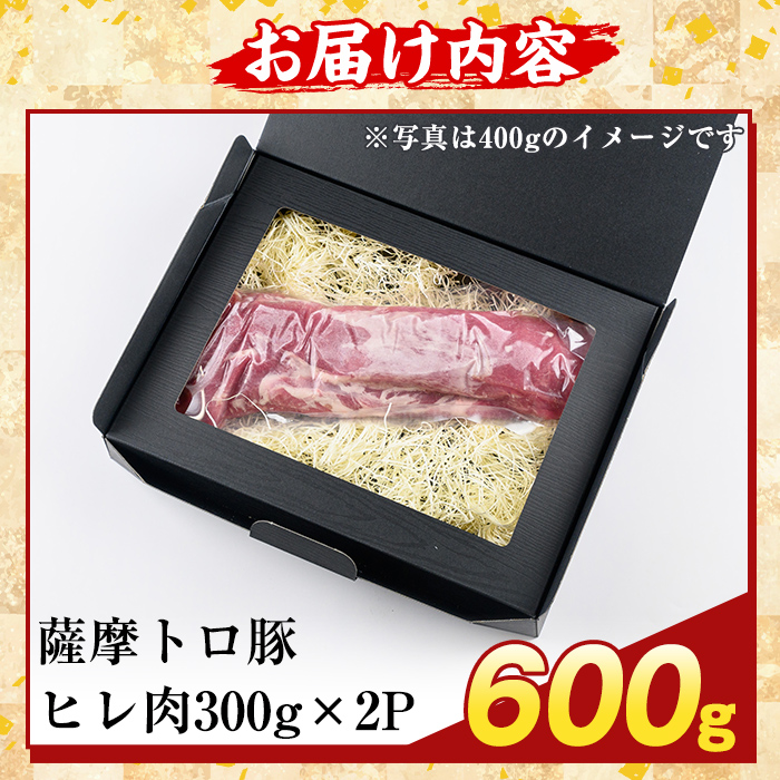 K-486-B 鹿児島県産 薩摩トロ豚 ヒレ肉(計600g)【ふるさと産直バザール】霧島市 ヒレ肉  国産 鹿児島県産 肉 精肉