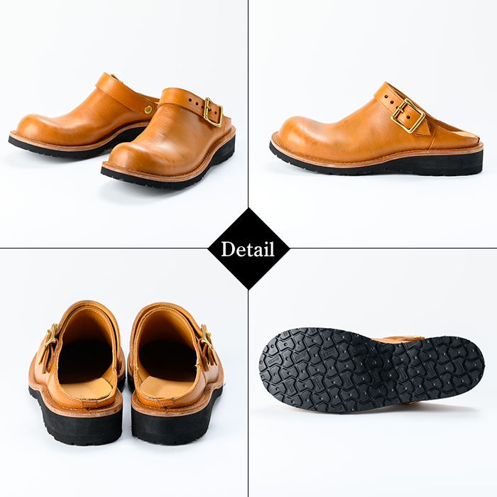 P1-039-G-280 本革ハンドメイドのレザーサンダル「おでこ靴（サボリギミ）」(キャメル・28.0cm)【ヒラキヒミ。】 霧島市 革靴 メンズ レディース 靴