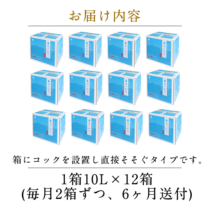 K-493 ＜定期便・全6回＞関平鉱泉水10L×2箱ずつお届け(計12箱)【関平鉱泉所】 霧島市 シリカ シリカ水 水 シリカミネラルウォーター