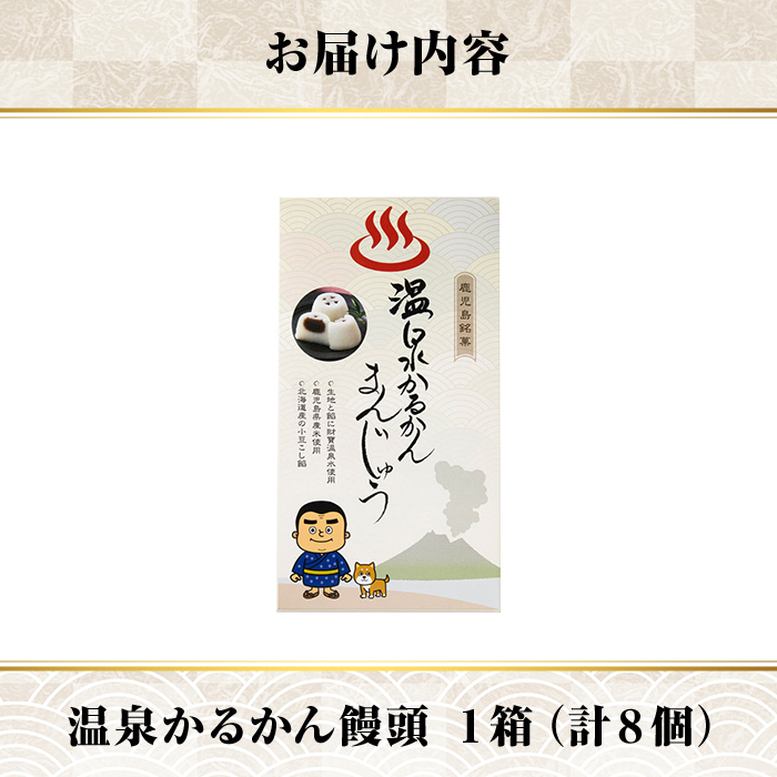 K-593-A 温泉かるかんまんじゅう1箱8個入り(計8個) 【財宝】 霧島市 和菓子 個包装 ギフト かるかん 饅頭 まんじゅう お菓子 九州 銘菓 お土産 あんこ スイーツ おみやげ 贈り物 こし餡 温泉水使用 鹿児島県
