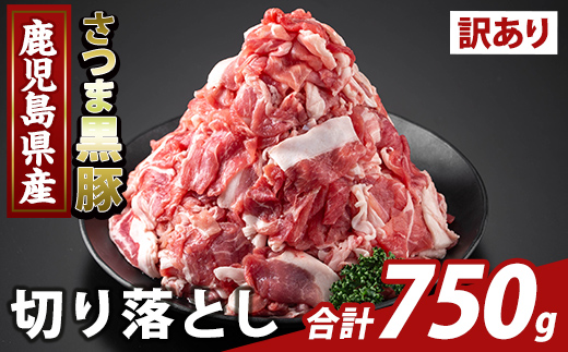 K-429-A ＜訳あり＞鹿児島県産 さつま黒豚切り落とし(計750g) 【ふるさと産直バザール】霧島市 部位ミックス 切落し 黒豚 国産 鹿児島県産 肉 精肉 ワケアリ
