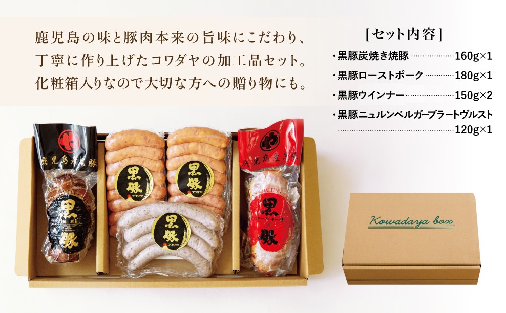 鹿児島産黒豚バラエティセット 4種（焼豚・ハム・ソーセージ）