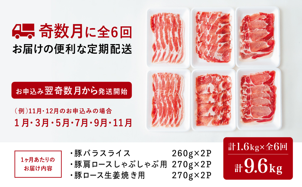 【定期便：全6回】鹿児島産 豚肉3種類セット 1.6kg×6回（合計9.6kg） 国産 鹿児島県産 豚肉 お取り寄せ かごしま グルメ 鍋 送料無料 鹿児島県 南さつま市 株式会社コワダヤ