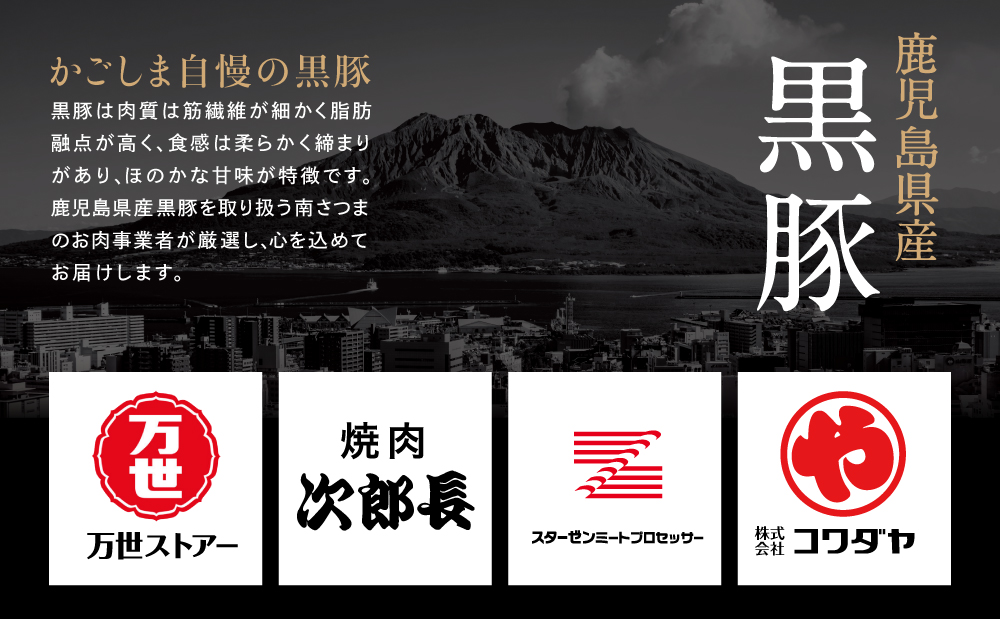 【定期便】畜産王国鹿児島の厳選黒豚定期便（全6回） お肉 国産 鹿児島県産 豚肉 しゃぶしゃぶ とんかつ 焼肉 焼き肉 切り落とし 焼豚 チャーシュー ローストポーク セット 食べ比べ コワダヤ スターゼン 万世ストアー 焼肉次郎長 南さつま市