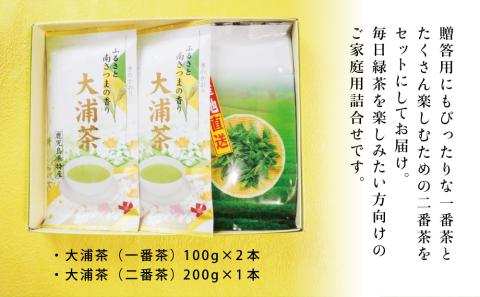 【ご家庭用】鹿児島県産緑茶 大浦茶 3本セット 計400g
