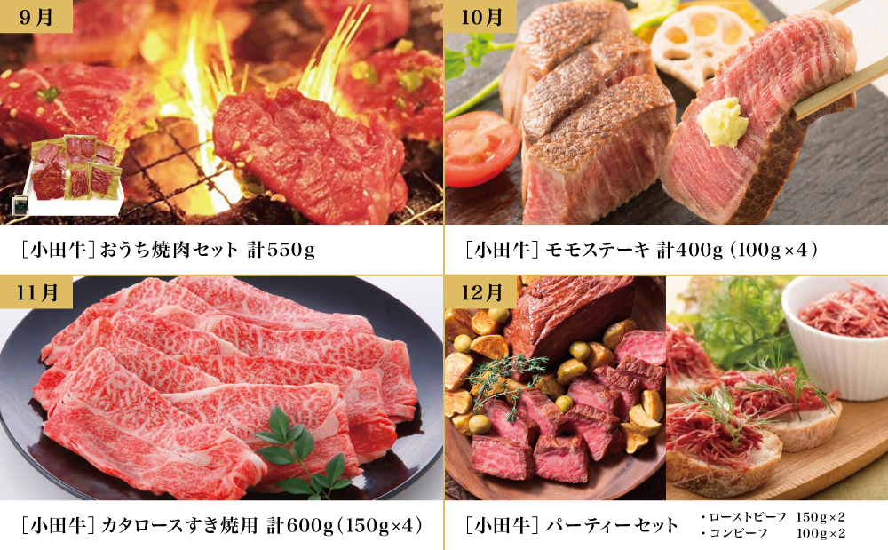 【全12回】プレミアムブランド「小田牛」定期便［～雅～］ 鹿児島県産 黒毛和牛 ステーキ すき焼き 焼肉 焼き肉 BBQ ハンバーグ 餃子 ぎょうざ 焼売 しゅうまい レトルト カレー パスタソース 牛トロ煮込み コンビーフ ローストビーフ 常温 冷凍 小田畜産 南さつま市