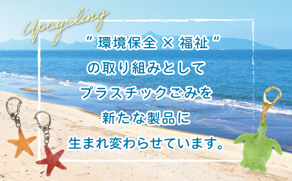 ［プラスチックリサイクル ］手作りキーホルダー & カラビナ セット 海洋ごみ 海洋プラスチック ペットボトルキャップ プロダクト 工芸品 福祉 fuuno 吹上浜 南さつま市 鹿児島