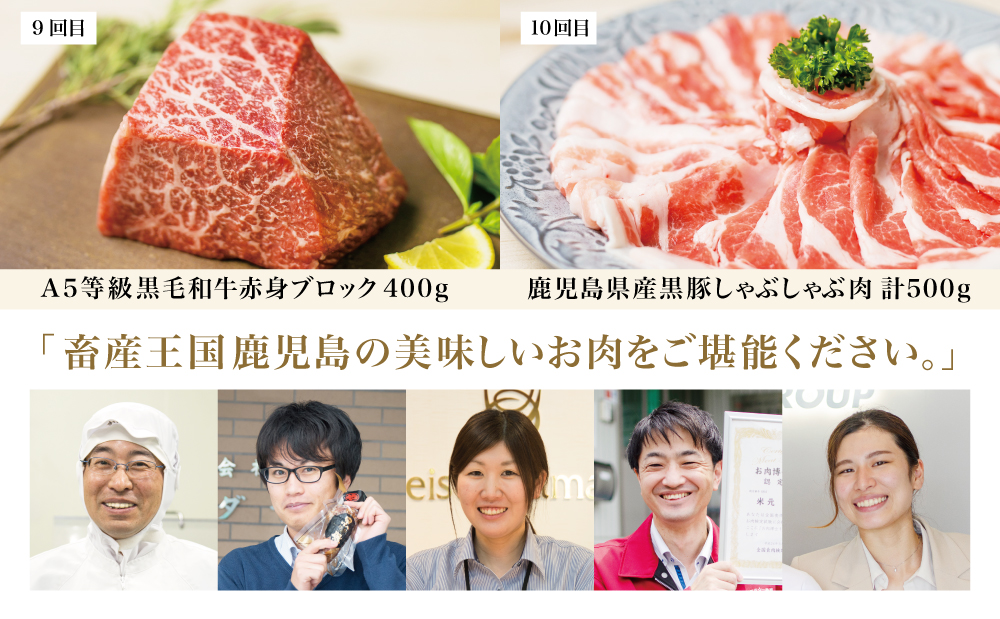 【定期便】畜産王国・南さつま市のオールスター厳選お肉定期便（10回） 牛肉 豚肉 すき焼き しゃぶしゃぶ 赤身 焼肉 味噌漬け 冷凍 定期便