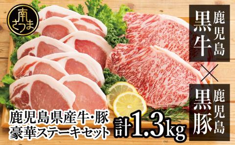 [JA食肉かごしま] 鹿児島黒牛 5等級 サーロインステーキ 400g&鹿児島黒豚 とんかつ用 ロース 900gセット 計1.3kg