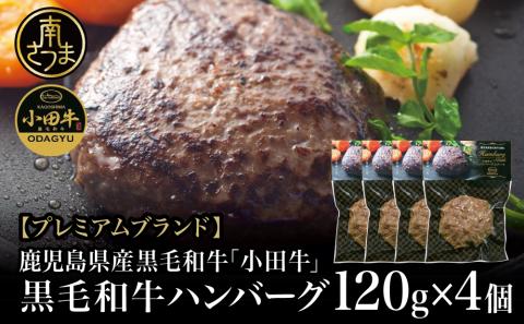 [プレミアムブランド]鹿児島県産黒毛和牛「小田牛」 牛肉100% ハンバーグステーキ 4個(120g×4)
