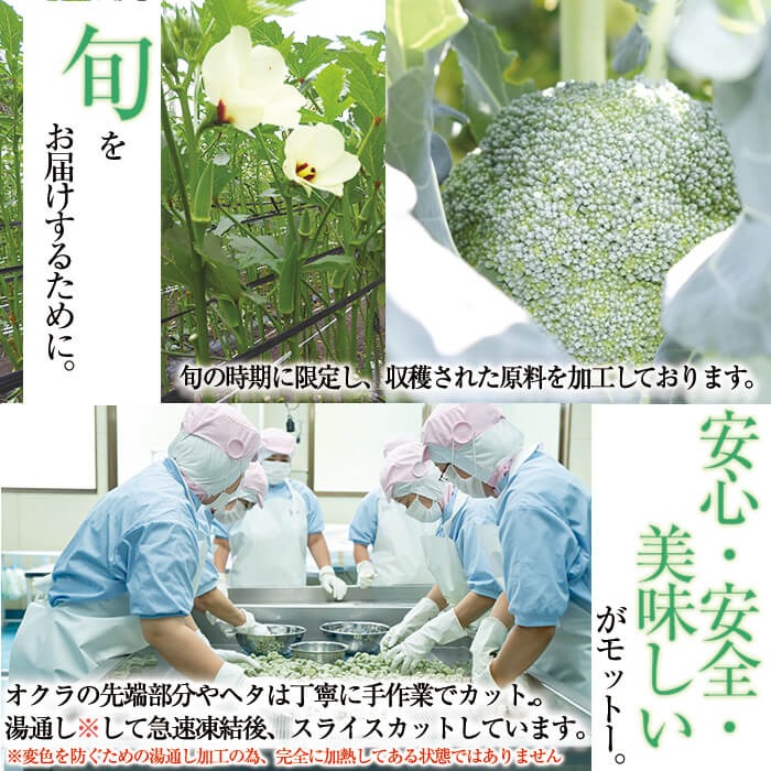 【志布志市制20周年記念】国産冷凍カット野菜（ブロッコリー・オクラスライス）計1.5kg おくら オクラ ブロッコリー 野菜 冷凍 カット カット野菜 国産 簡単 手軽 サラダ 味噌汁 スープ お弁当 a15-001