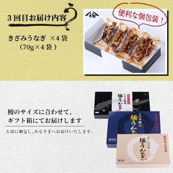 【定期便全3回】種類豊富なうなぎ定期便（計1.06kg以上）t0049-002